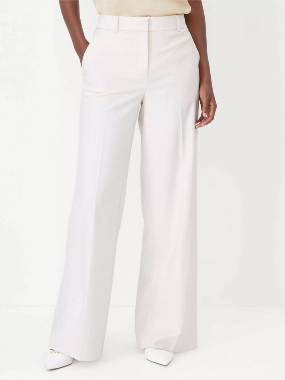 Ann Taylor White High Rise Wide Leg Pants size 4p